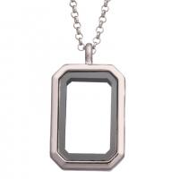 Floating Charm Necklace, Zinc Alloy, with Glass, Rectangle, plated, for woman cm 
