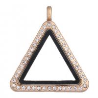 Zinc Alloy Floating Charm Pendant, with Glass, Triangle, plated, DIY & with rhinestone 