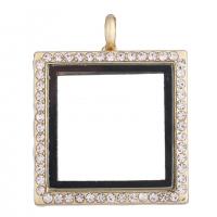 Zinc Alloy Floating Charm Pendant, with Glass,  Square, plated, DIY & with rhinestone 