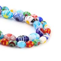Millefiori Slice Lampwork Beads, Oval, printing, DIY, mixed colors cm 