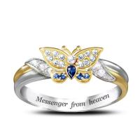 Rhinestone Zinc Alloy Finger Ring, Butterfly, plated & for woman & with rhinestone, US Ring 
