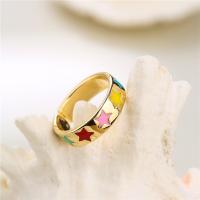 Brass Finger Ring, gold color plated, Adjustable & for woman & enamel, Inner Approx 18mm 