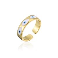 Brass Finger Ring, gold color plated, Adjustable & for woman & enamel, Inner Approx 18mm 