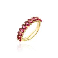 Cubic Zirconia Micro Pave Brass Finger Ring, gold color plated, Adjustable & micro pave cubic zirconia & for woman Inner Approx 18mm 