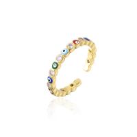 Cubic Zirconia Micro Pave Brass Finger Ring, gold color plated, Adjustable & micro pave cubic zirconia & for woman & enamel, Inner Approx 18mm 