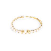 Pulseras de la perla, Perlas cultivadas de agua dulce, con acero inoxidable, para mujer, dorado, longitud:aproximado 15 cm, Vendido por UD