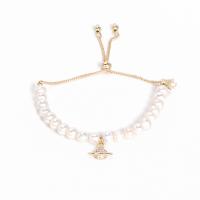 Pulseras de la perla, Perlas cultivadas de agua dulce, con acero inoxidable, para mujer & con diamantes de imitación, color mixto, longitud:19 cm, Vendido por UD