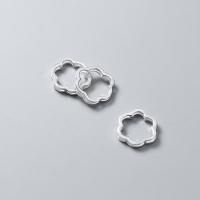 Sterling Silver Frame Beads, 925 Sterling Silver, Flower silver color 