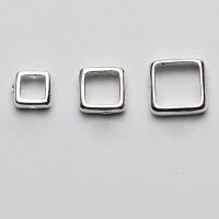 Sterling Silver Frame Beads, 925 Sterling Silver, Square silver color 