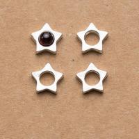 Sterling Silver Frame Beads, 925 Sterling Silver, Star, silver color, 8.5mm, Inner Approx 4mm 