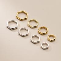 Sterling Silver Frame Beads, 925 Sterling Silver, Hexagon, plated 
