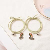 Friendship Bracelets, Zinc Alloy, with Rubber Band, Rainbow, plated, 2 pieces & for woman & enamel Inner Approx 70mm 