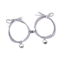 Couple Bracelet, Zinc Alloy, with Rubber Band, plated, 2 pieces & Unisex & with magnetic & hollow Inner Approx 70mm 
