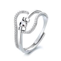 Brass Open Finger Ring, platinum plated, rotatable & adjustable & for woman, US Ring 