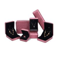 Jewelry Gift Box, PU Leather, with Velveteen pink 
