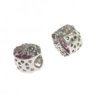 Zinc Alloy Large Hole Beads, Round, DIY & enamel & with rhinestone, mixed colors 