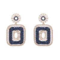 Cubic Zirconia Micro Pave Brass Earring, Square, gold color plated, micro pave cubic zirconia & for woman & hollow 
