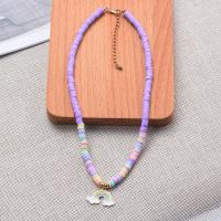 Polymer Clay Jewelry Necklace, with Zinc Alloy, Rainbow, gold color plated, for woman & enamel, purple Approx 17.71 Inch 