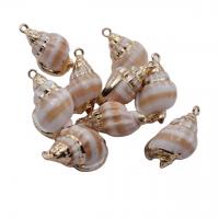 Trumpet Shell Pendant, with Brass, plated, mixed colors, 10mm 