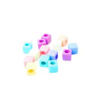 Solid Color Acrylic Beads, Square, injection moulding, DIY, mixed colors 
