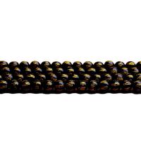 Schwarzer Stein Perle, rund, DIY & Golddruck, schwarz, Länge:38 cm, verkauft von Strang