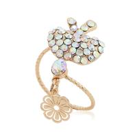 Zinc Alloy Cuff Finger Ring, Apple, With Pendant & fashion jewelry & for woman & with rhinestone 