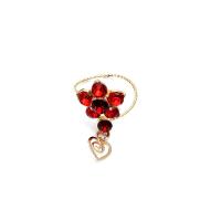 Rhinestone Zinc Alloy Finger Ring, With Pendant & fashion jewelry & for woman & with rhinestone, red 