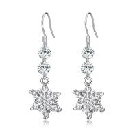 Cubic Zirconia Micro Pave Sterling Silver Earring, 925 Sterling Silver, Snowflake, platinum plated & micro pave cubic zirconia & for woman 