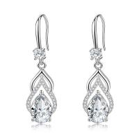 Cubic Zirconia Micro Pave Sterling Silver Earring, 925 Sterling Silver, Teardrop, plated, micro pave cubic zirconia & for woman & hollow 