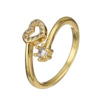 Cubic Zirconia Micro Pave Brass Finger Ring, gold color plated, Adjustable & micro pave cubic zirconia, 9mm, US Ring .5 [