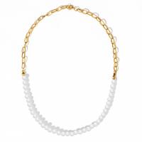 Collier de perles en plastique, alliage de zinc, avec perle de plastique, Placage, bijoux de mode & pour femme, plus de couleurs à choisir Environ 16.93 pouce, Vendu par PC