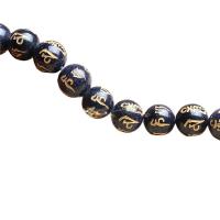 Perles en verre aventuriné bleu, Grès bleu, Rond, DIY & or accentué, couleurs mélangées cm, Vendu par brin