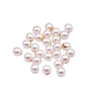 Plastic Pearl Ear Plugs, with Brass, Round, plated 
