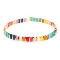 Glass Jewelry Beads Bracelets, Glass Beads, with Zinc Alloy, fashion jewelry, mixed colors, 165mm 