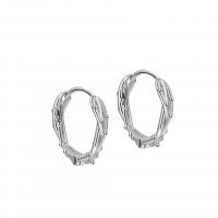 Sterling Silver Huggie Hoop Earring, 925 Sterling Silver, platinum plated, fashion jewelry & for woman, 14mm, 3mm 