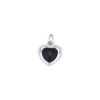 Agate Sterling Silver Pendants, 925 Sterling Silver, with Black Agate, Heart, DIY Approx 3.6mm 