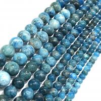 Apatit Perlen, Apatite, rund, poliert, DIY, blau, Länge:38 cm, verkauft von Strang