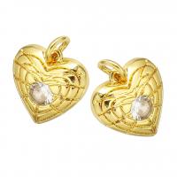Cubic Zirconia Brass Pendants, Heart, gold color plated, micro pave cubic zirconia Approx 2mm 