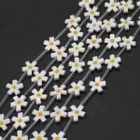 Natürliche weiße Muschelperlen, Blume, DIY & Emaille, weiß, 15x14x2mm, Länge:38 cm, 15PCs/Strang, verkauft von Strang