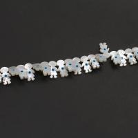 Natürliche weiße Muschelperlen, Mädchen, DIY & böser Blick- Muster & Emaille, weiß, 15x8x2mm, Länge:38 cm, 60PCs/Strang, verkauft von Strang