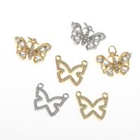 Cubic Zirconia Micro Pave Brass Pendant, Butterfly, micro pave cubic zirconia 