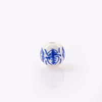 Impression de porcelaine, perles, porcelaine, Rond, fait à la main, DIY, couleurs mélangées, 12mm, Vendu par PC