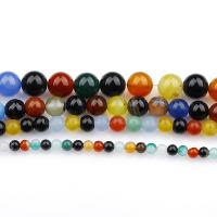 Gemischte Achat Perlen, rund, DIY, farbenfroh, Länge:38 cm, verkauft von Strang