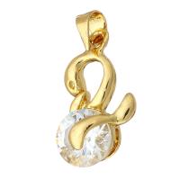 Cubic Zirconia Brass Pendants, gold color plated, micro pave cubic zirconia Approx 4mm 