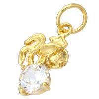 Cubic Zirconia Brass Pendants, Fish, gold color plated, micro pave cubic zirconia Approx 6mm 