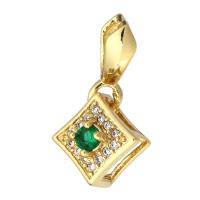 Cubic Zirconia Brass Pendants, Rhombus, gold color plated, micro pave cubic zirconia Approx 4mm 
