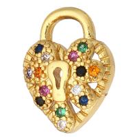 Cubic Zirconia Brass Pendants, Heart, gold color plated, micro pave cubic zirconia Approx 3mm 