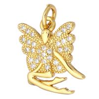 Cubic Zirconia Brass Pendants, Fairy, gold color plated, micro pave cubic zirconia & hollow Approx 2mm 