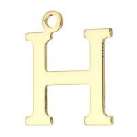 Carta colgantes de latón, metal, Letra H, chapado en color dorado, 18x23x1mm, agujero:aproximado 2mm, Vendido por UD