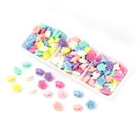 Solid Color Acrylic Beads, Flower, DIY & double-hole, mixed colors, 18mm 
